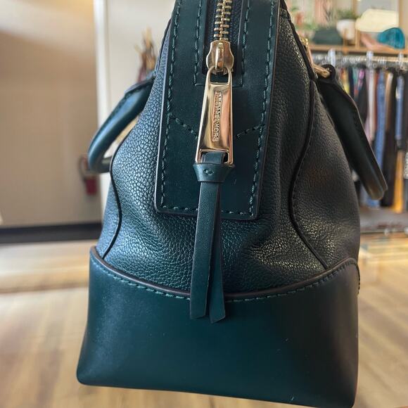 Michael Kors Maya Pebbled Leather Satchel Amazon Green - Picture 5 of 12